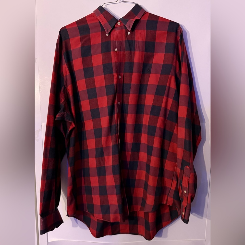 Ralph Lauren Red and Black Plaid Men's Shirt